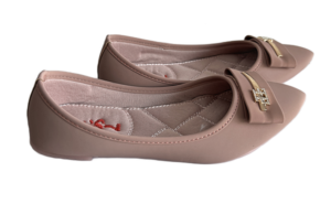 Women’s Light Pink Dress Shoes-Crystal Bow Pointed Flats