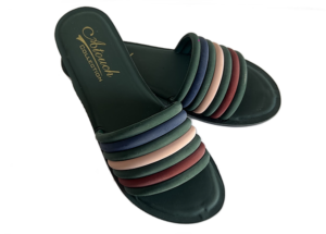 green strap slide sandals for women