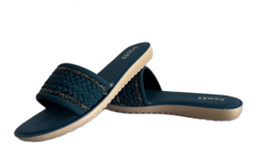 Braided Crystal Teal Casual Slide Sandals