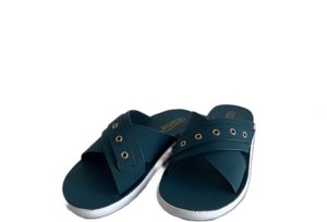 Teal Cross Strap Slide Sandals – Comfortable Casual Women Slippers